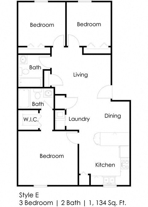 three bedroom floor plan